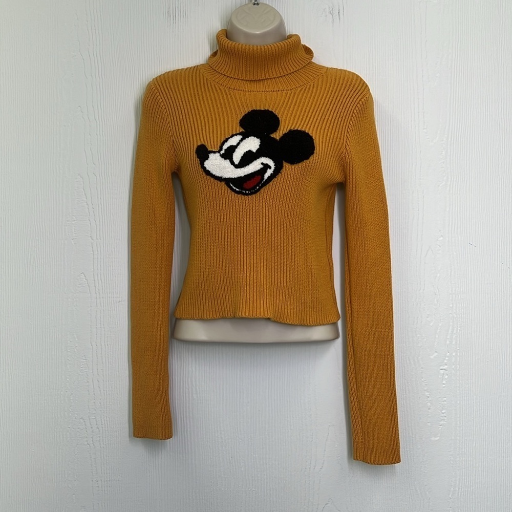 Forever 21 - Disney X Mickey Mouse Retro Yellow Crop Turtleneck Size Small - Picture 3 of 10